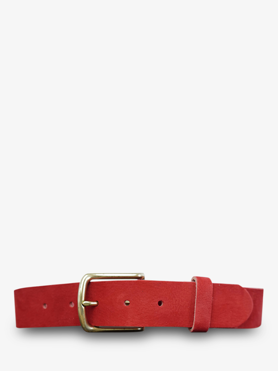 photo-vue-de-face-ceinture-en-cuir-pour-homme-et-femme-rouge-laceinture-magnifique-nubuck-35mm-rouge-carmin-paul-marius-cdv-35-n-r